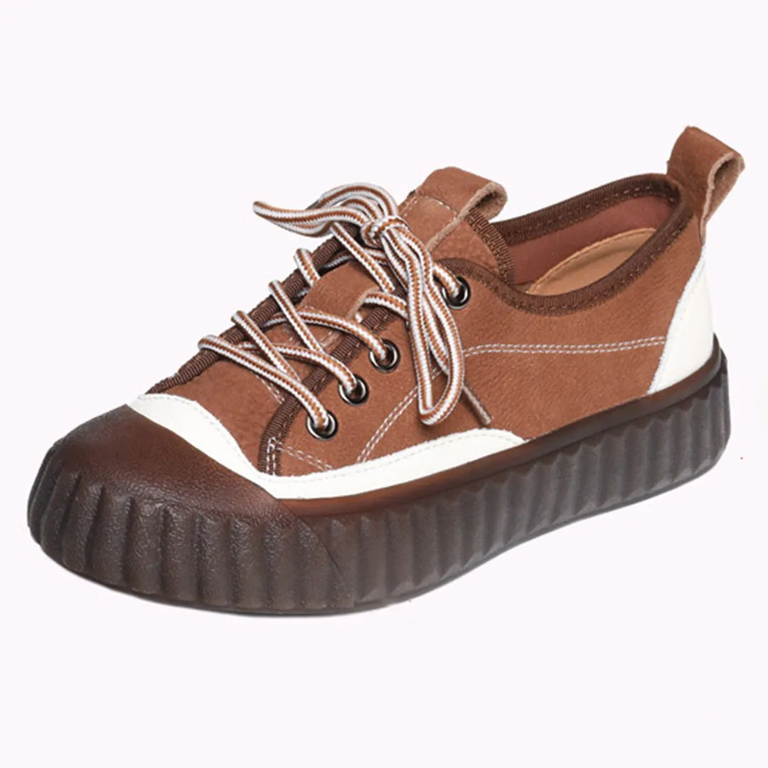 Color Block Lace-up Casual Shoes