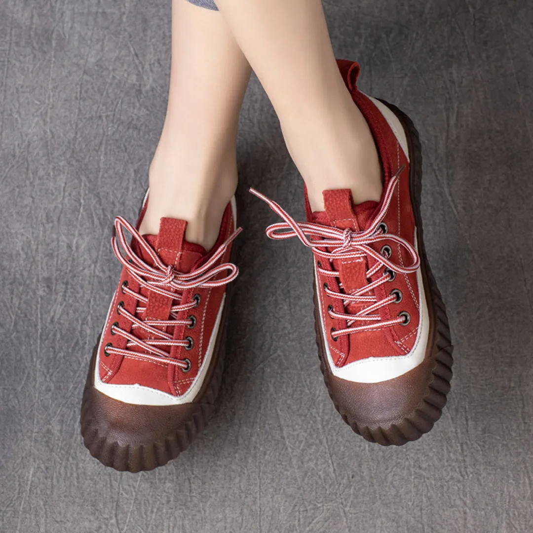 Color Block Lace-up Casual Shoes