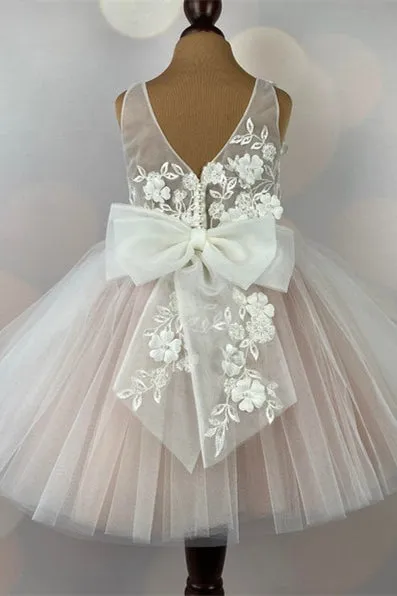 Cute Girl Party Dress with Flowers,Flower Girl Dresses with Bow