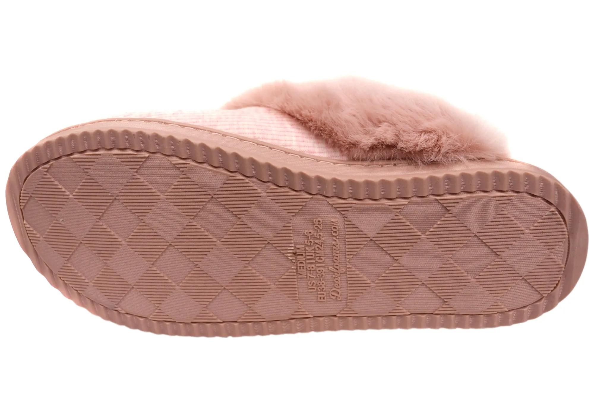 Dearfoams Womens Comfortable Dahlia Rib Knit Scuff Slippers