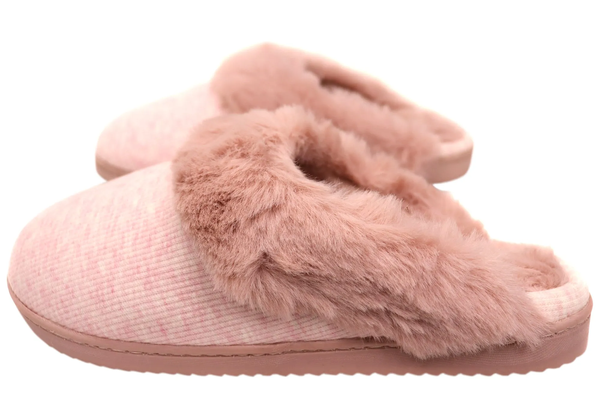 Dearfoams Womens Comfortable Dahlia Rib Knit Scuff Slippers