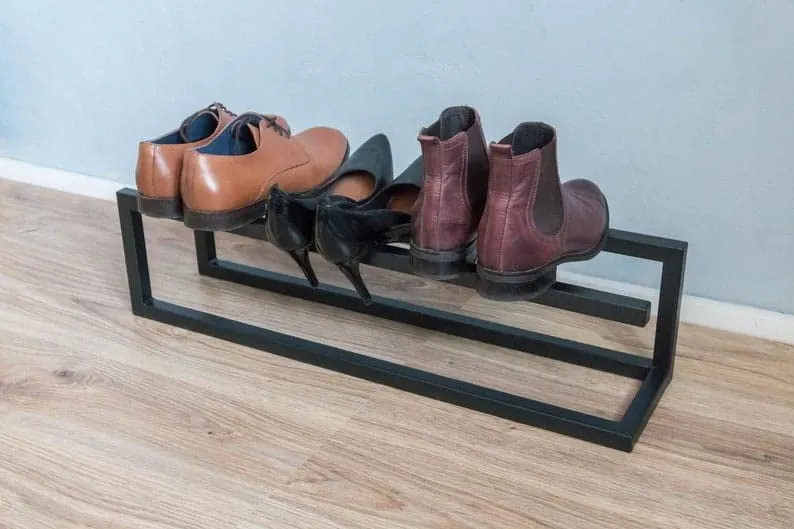 Eminence Art Modern Metal Shoe Rack, Entryway Boot Organization, Loft Sneaker Stand, Industrial Shoe Bench, Minimalist Shoe Storage