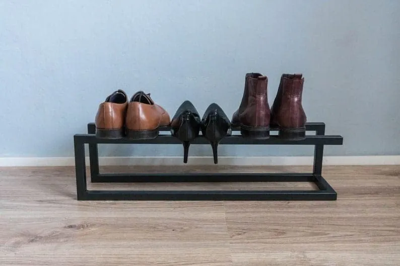 Eminence Art Modern Metal Shoe Rack, Entryway Boot Organization, Loft Sneaker Stand, Industrial Shoe Bench, Minimalist Shoe Storage