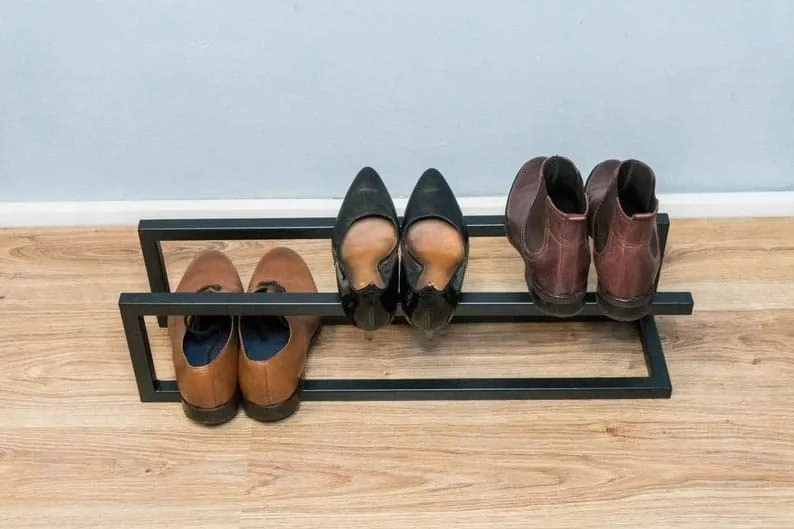 Eminence Art Modern Metal Shoe Rack, Entryway Boot Organization, Loft Sneaker Stand, Industrial Shoe Bench, Minimalist Shoe Storage