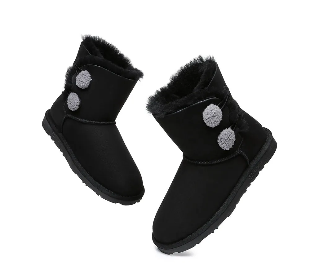 EVERAU® UGG Boots Women Sheepskin Wool Twin Button Mini Espina