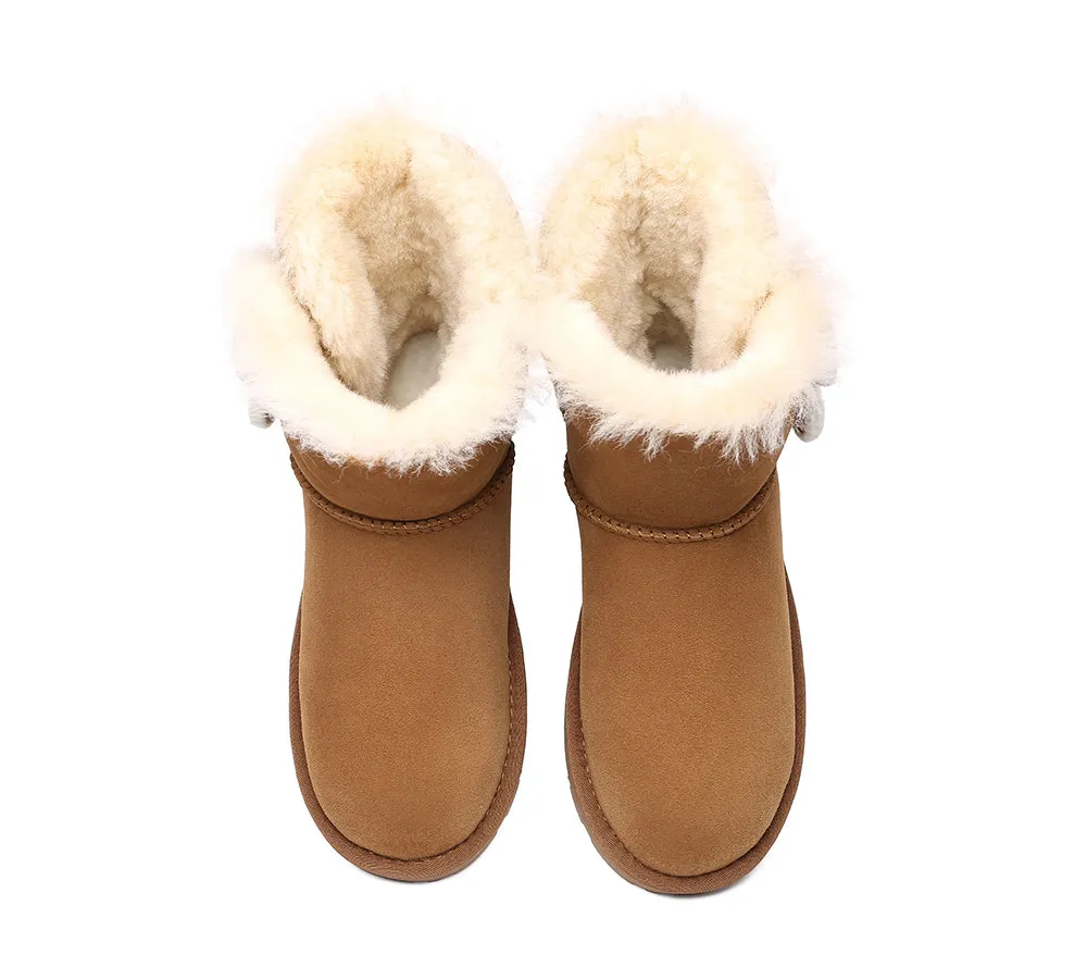 EVERAU® UGG Boots Women Sheepskin Wool Twin Button Mini Espina