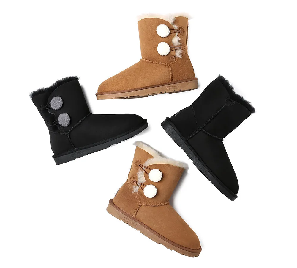 EVERAU® UGG Boots Women Sheepskin Wool Twin Button Mini Espina