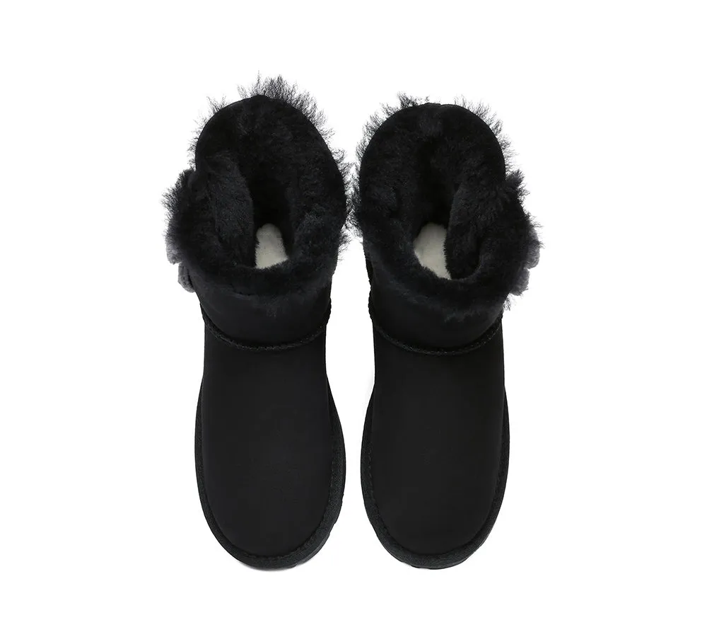 EVERAU® UGG Boots Women Sheepskin Wool Twin Button Mini Espina