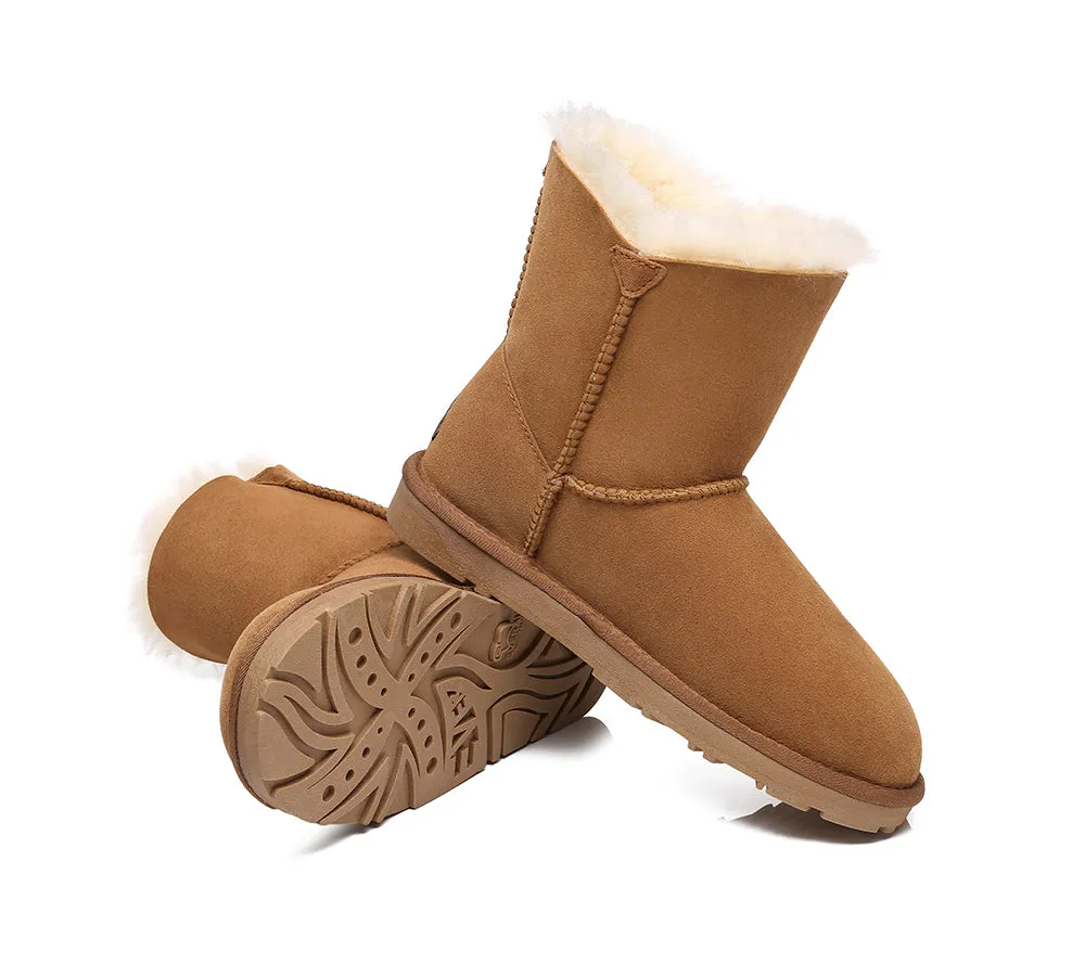 EVERAU® UGG Boots Women Sheepskin Wool Twin Button Mini Espina