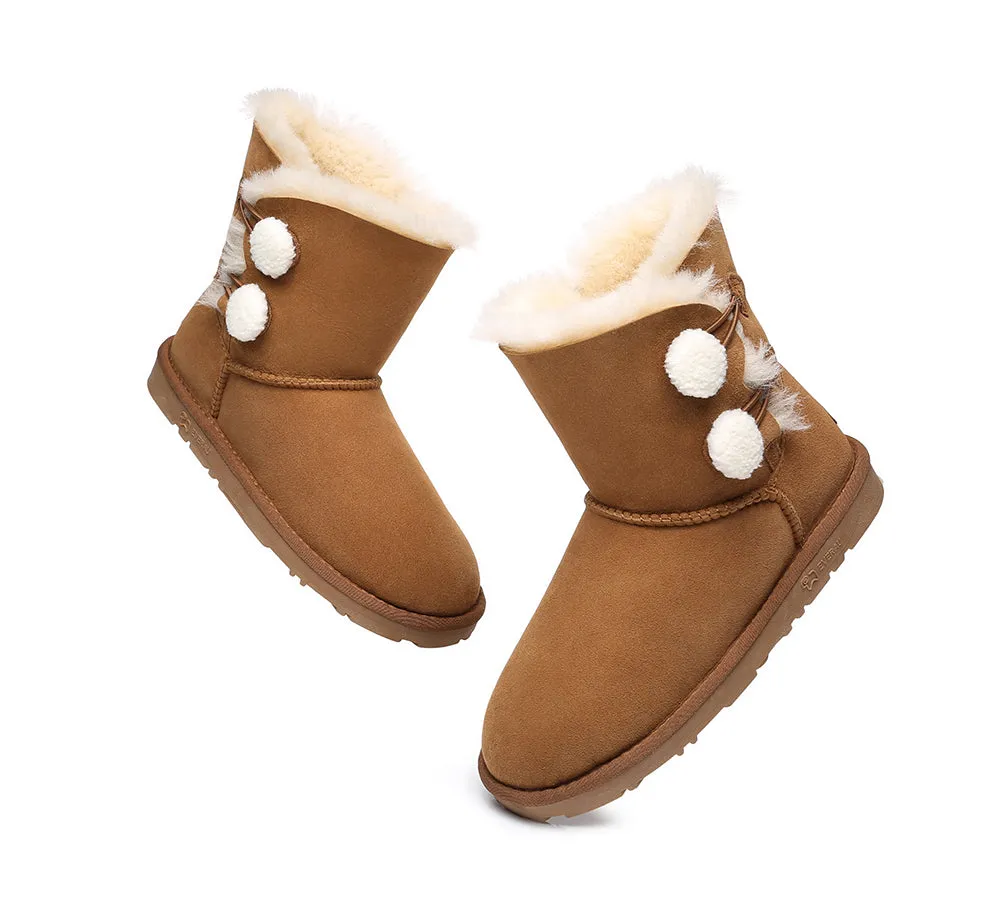 EVERAU® UGG Boots Women Sheepskin Wool Twin Button Mini Espina