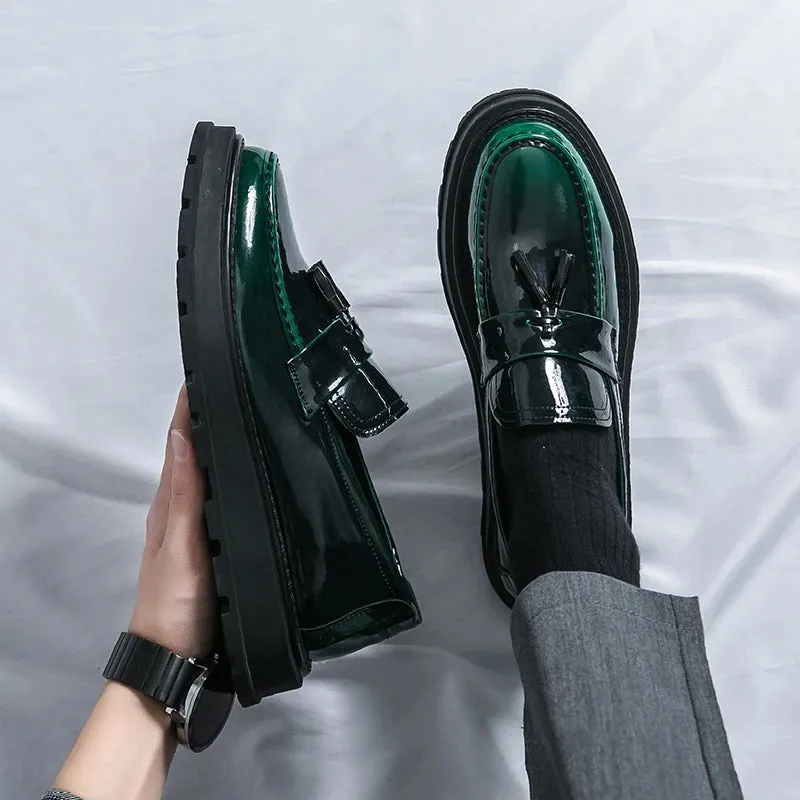 Fashion Thick Bottom Patent Leather Men's Loafers