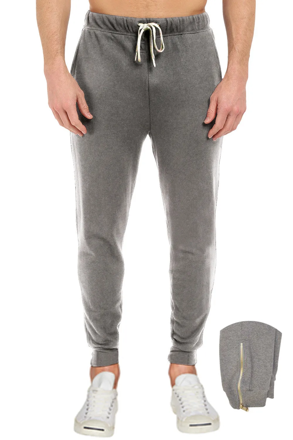 French Terry Fleece Pants With Leg Zipper