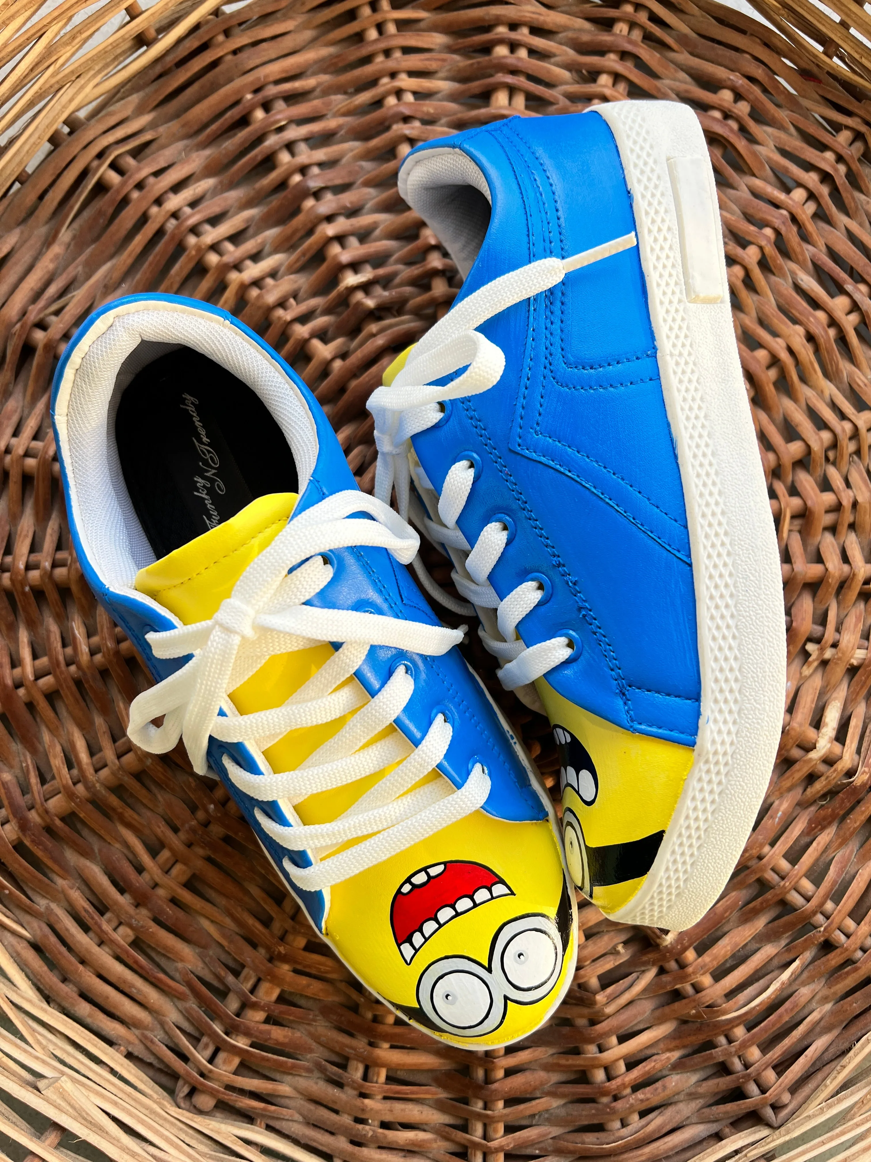 Funky N Trendy hand painted water resistant yellow shoes