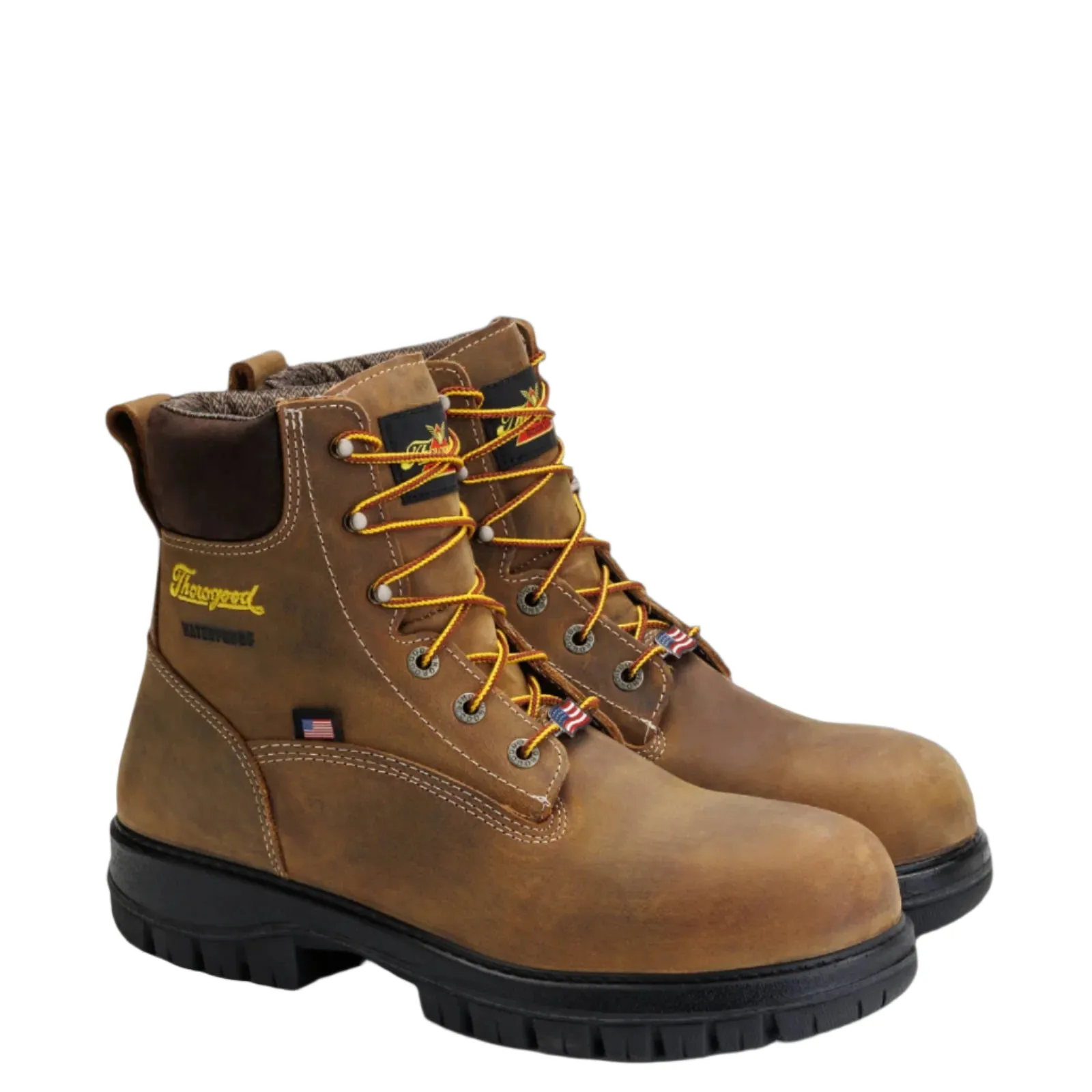 Genesis Series 6'' Waterproof Brown Rye Nano Safety Toe, Chestnut