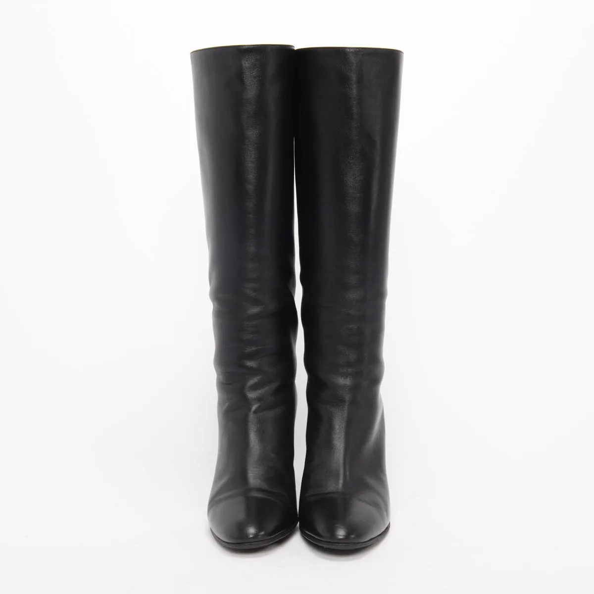 Gianvito Rossi Black Calfskin Laura 85 Knee High Boots 39