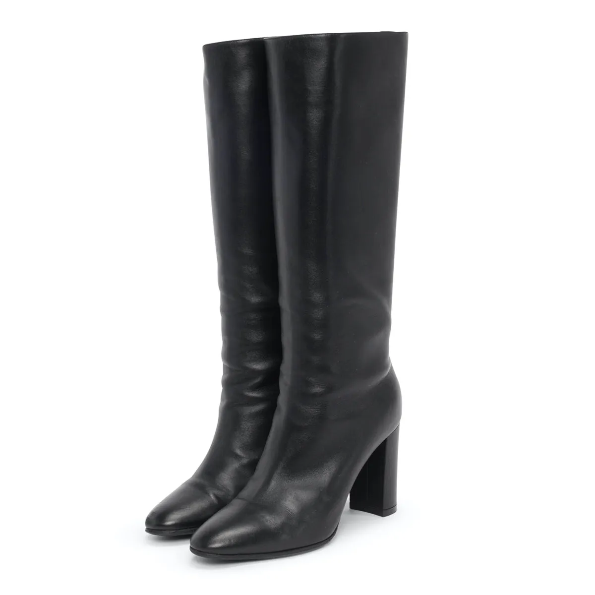 Gianvito Rossi Black Calfskin Laura 85 Knee High Boots 39