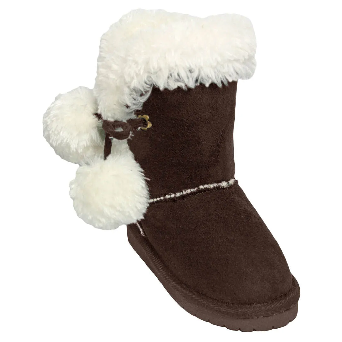 Girls' Side Tie Microfiber Boots - Chocolate