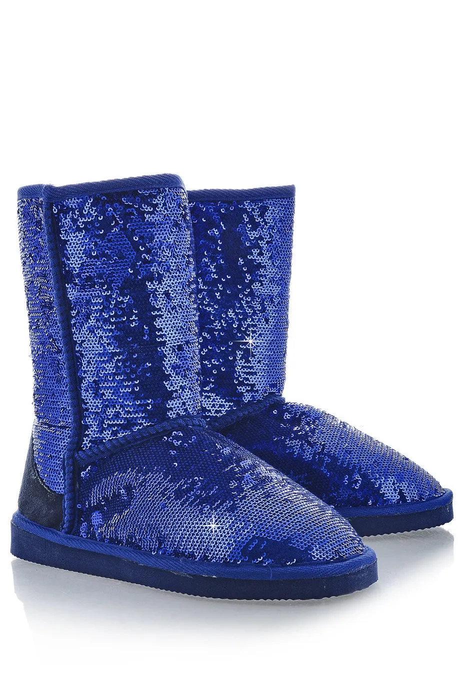 GLAMOROUS Blue Sequined Boots