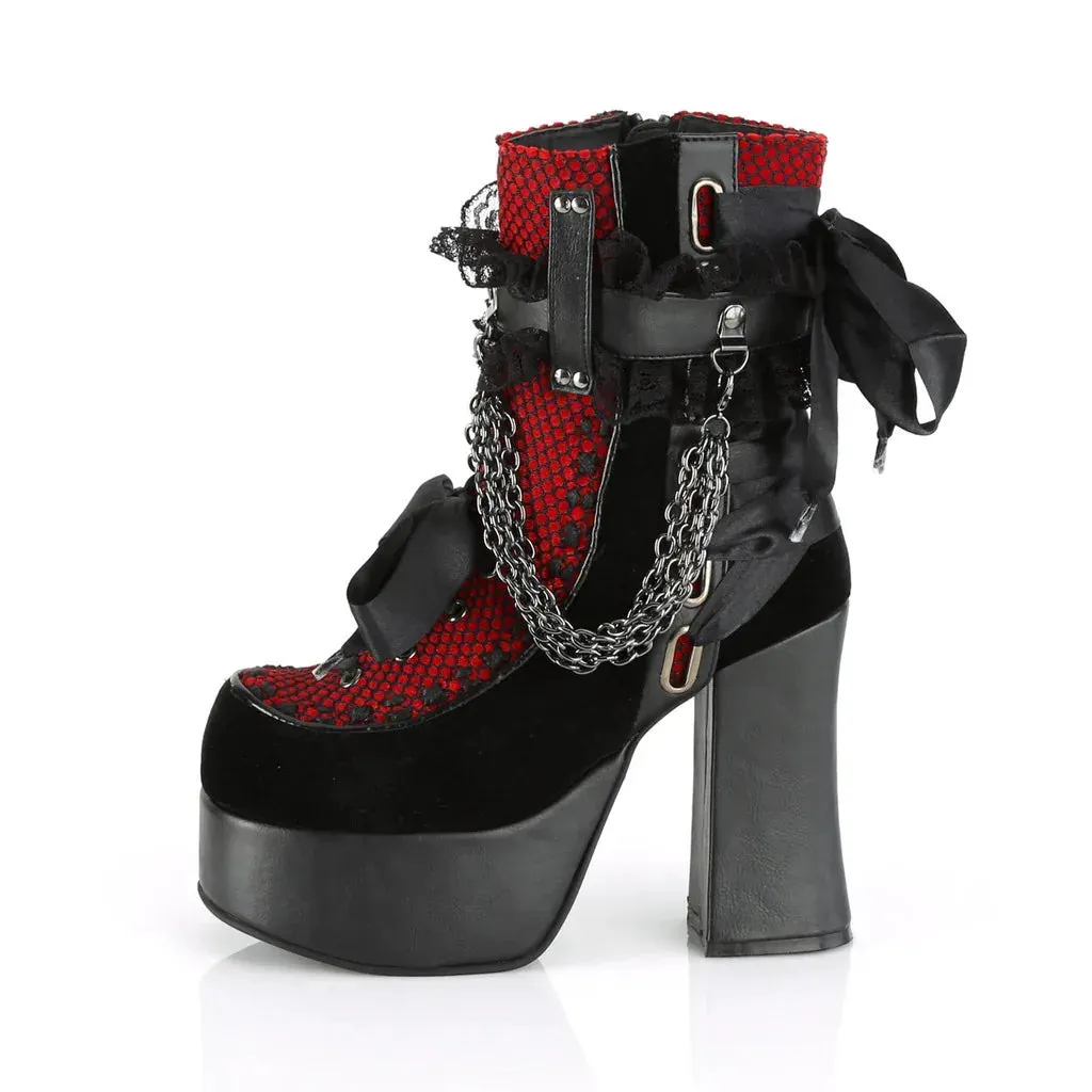 Gothic Style Chain Lace Up Bow Women's Retro Short Boots