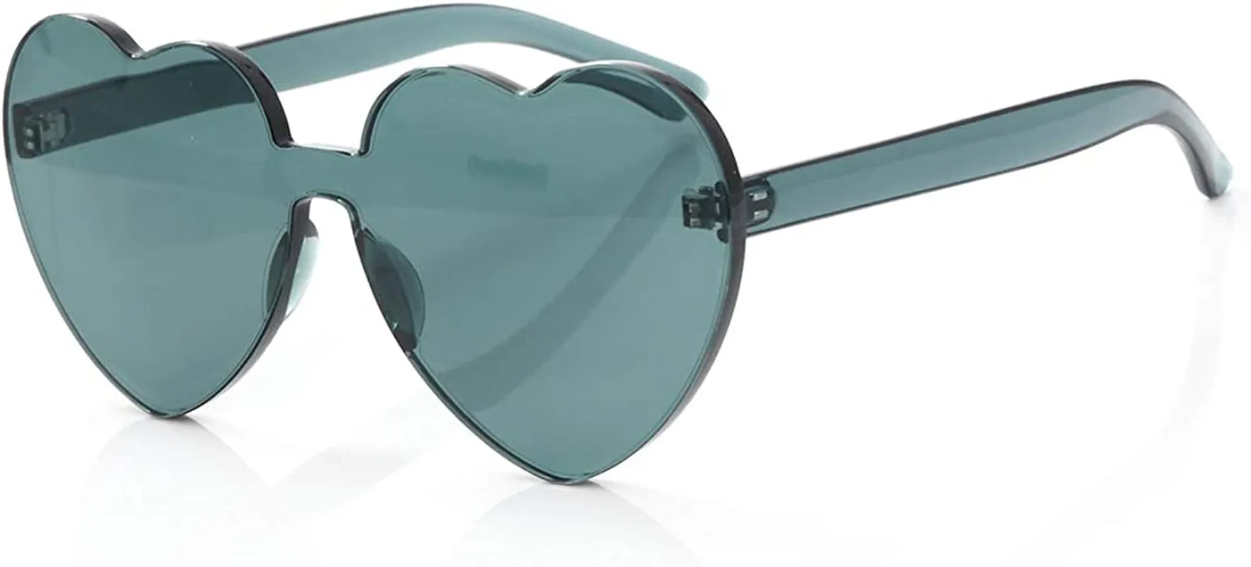 Heart Oversized Rimless Sunglasses One Piece Heart Shape Eyewear Colored Sunglasses for Women