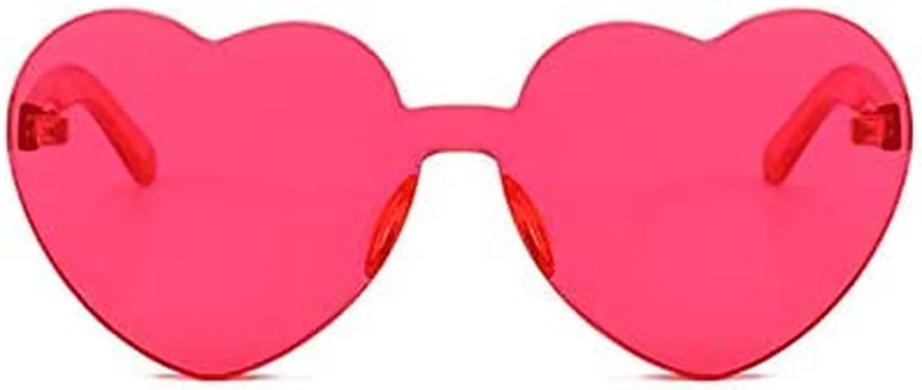 Heart Oversized Rimless Sunglasses One Piece Heart Shape Eyewear Colored Sunglasses for Women