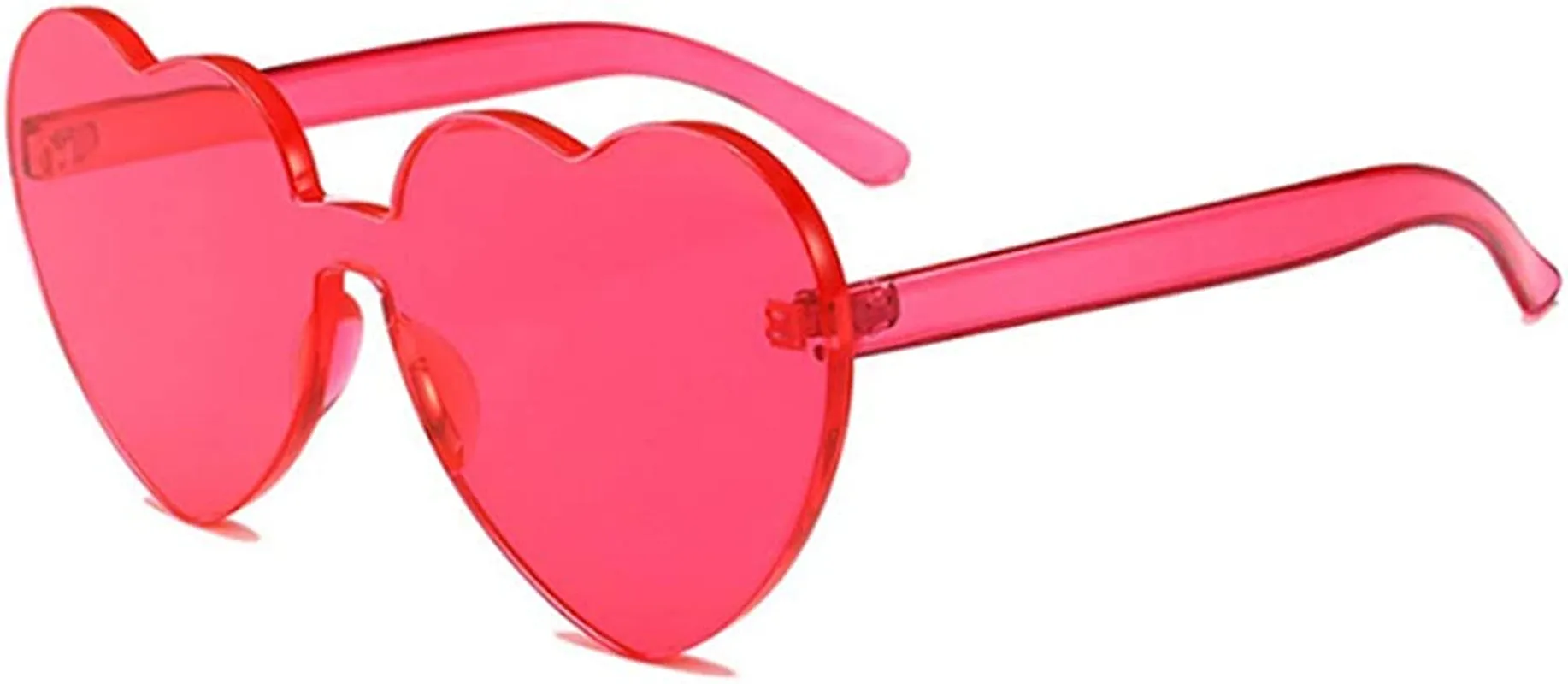 Heart Oversized Rimless Sunglasses One Piece Heart Shape Eyewear Colored Sunglasses for Women