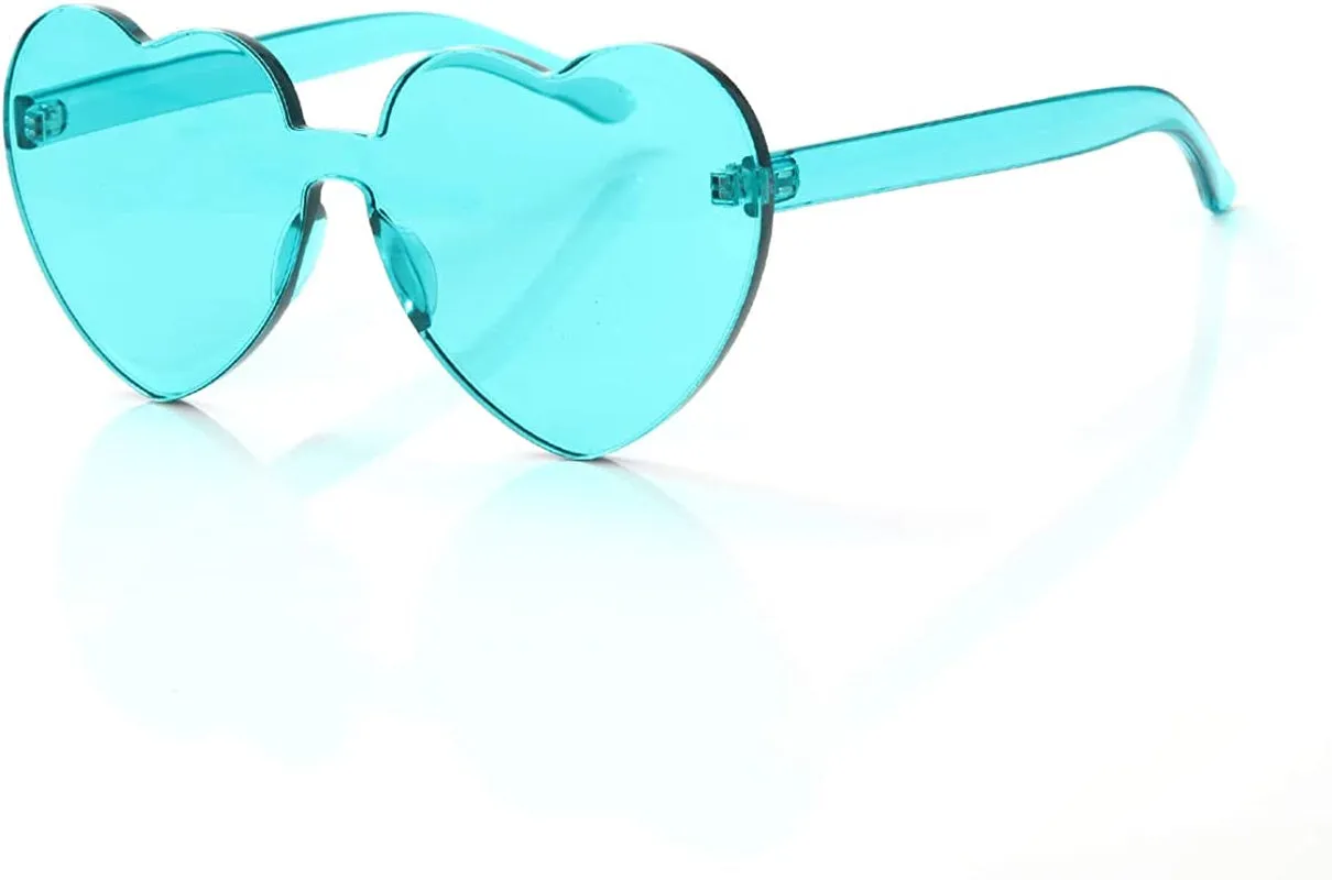 Heart Oversized Rimless Sunglasses One Piece Heart Shape Eyewear Colored Sunglasses for Women