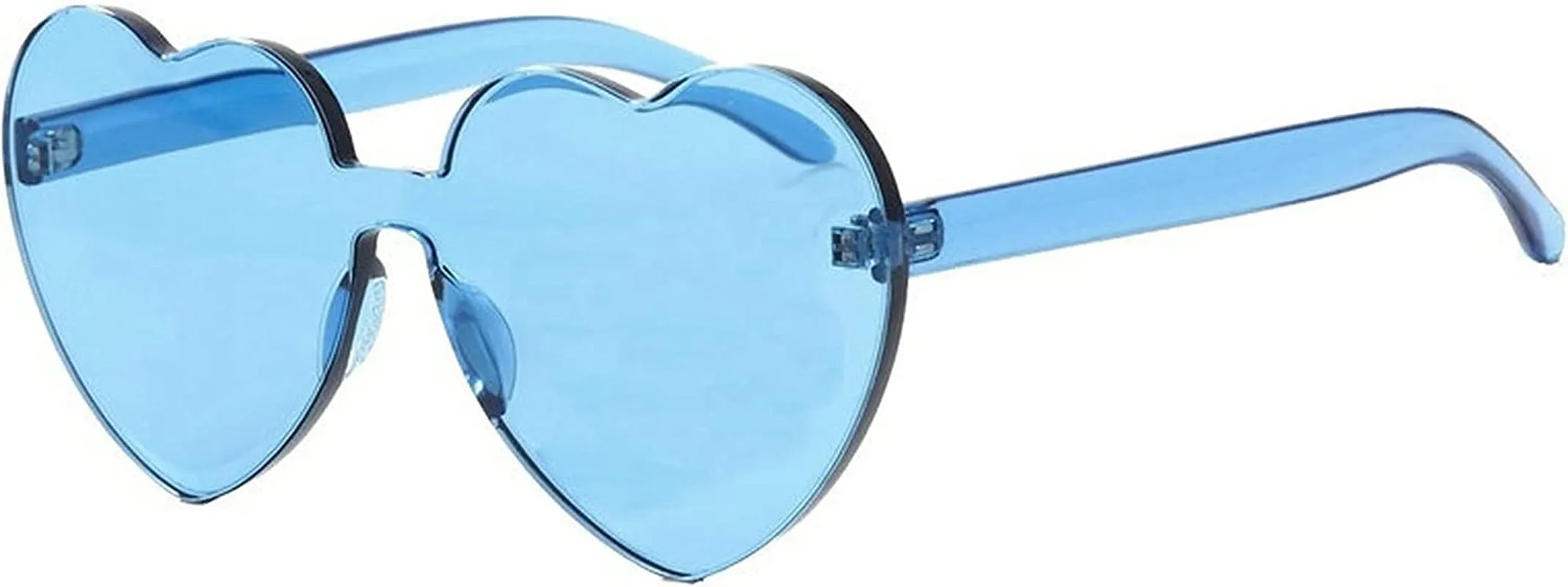 Heart Oversized Rimless Sunglasses One Piece Heart Shape Eyewear Colored Sunglasses for Women