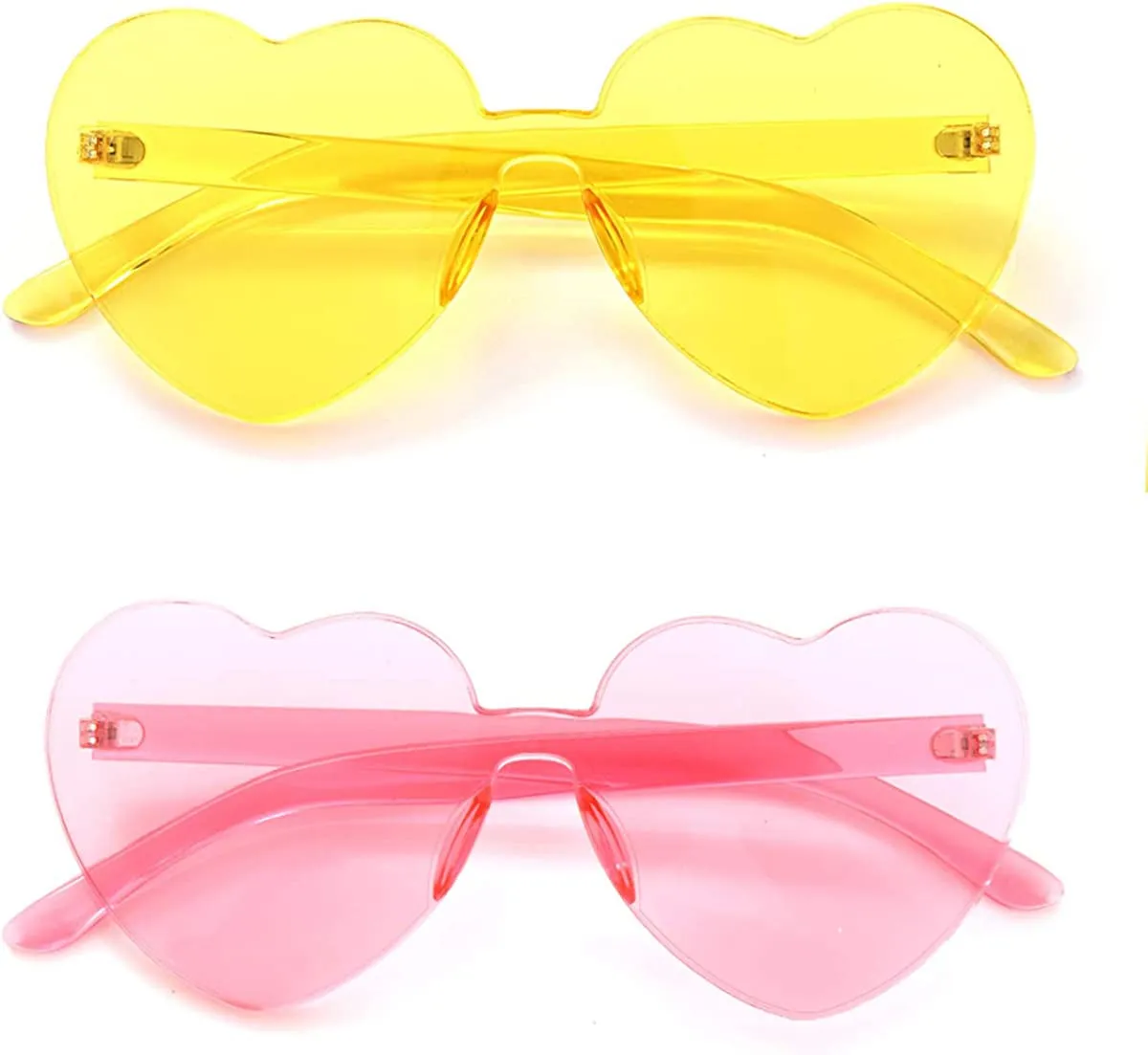 Heart Oversized Rimless Sunglasses One Piece Heart Shape Eyewear Colored Sunglasses for Women