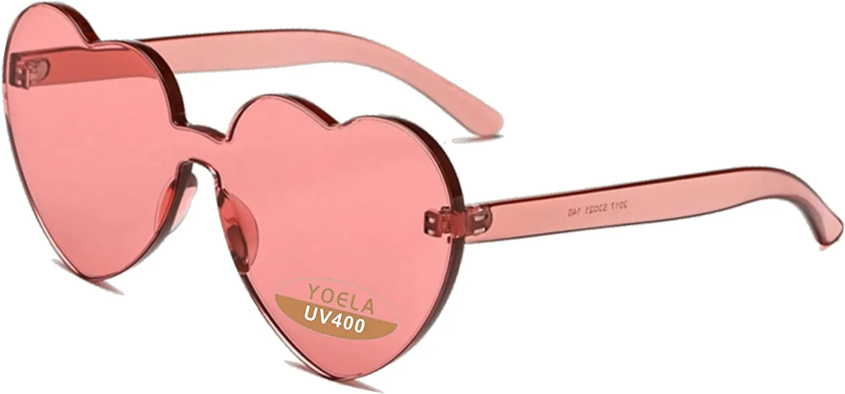 Heart Oversized Rimless Sunglasses One Piece Heart Shape Eyewear Colored Sunglasses for Women