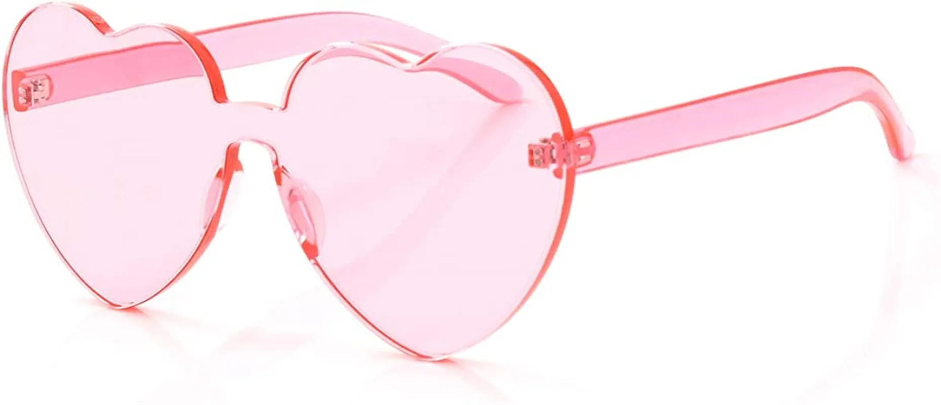 Heart Oversized Rimless Sunglasses One Piece Heart Shape Eyewear Colored Sunglasses for Women