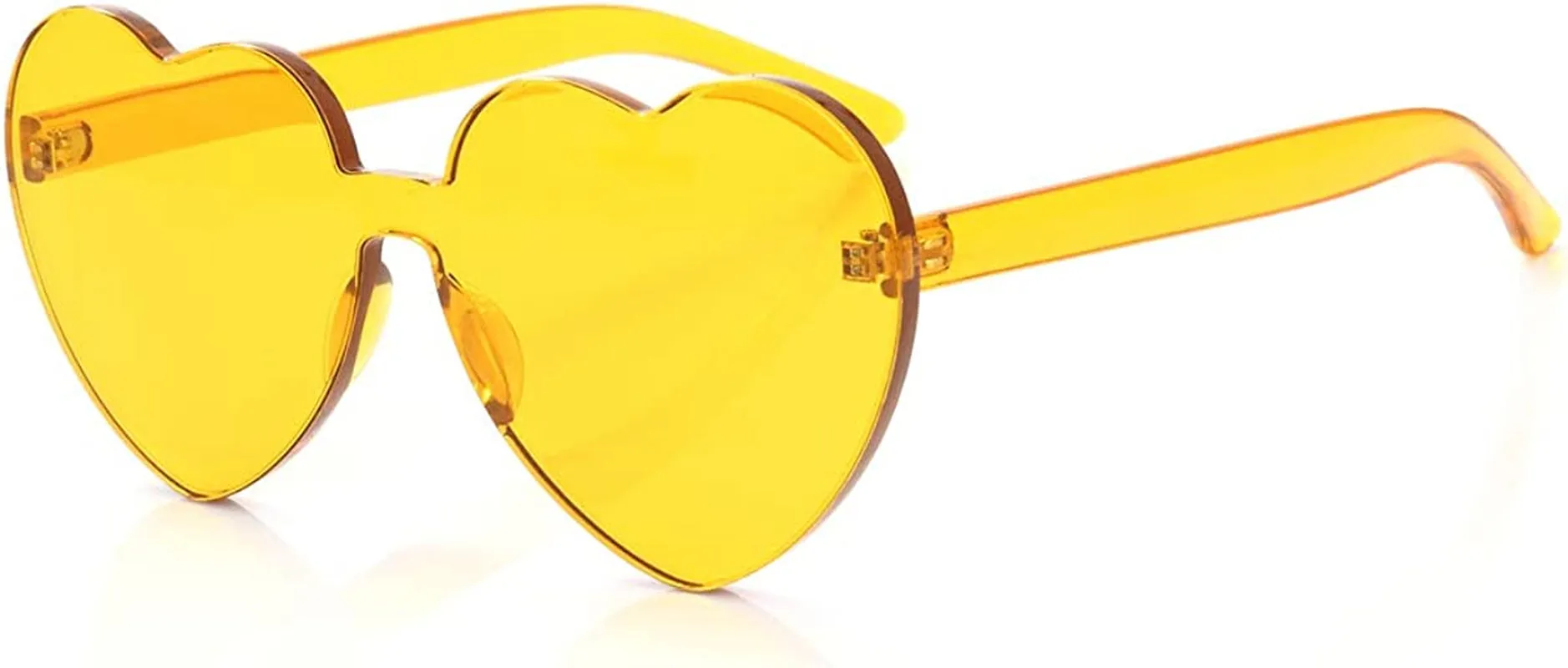 Heart Oversized Rimless Sunglasses One Piece Heart Shape Eyewear Colored Sunglasses for Women