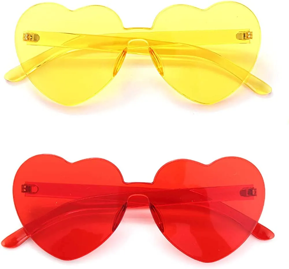 Heart Oversized Rimless Sunglasses One Piece Heart Shape Eyewear Colored Sunglasses for Women