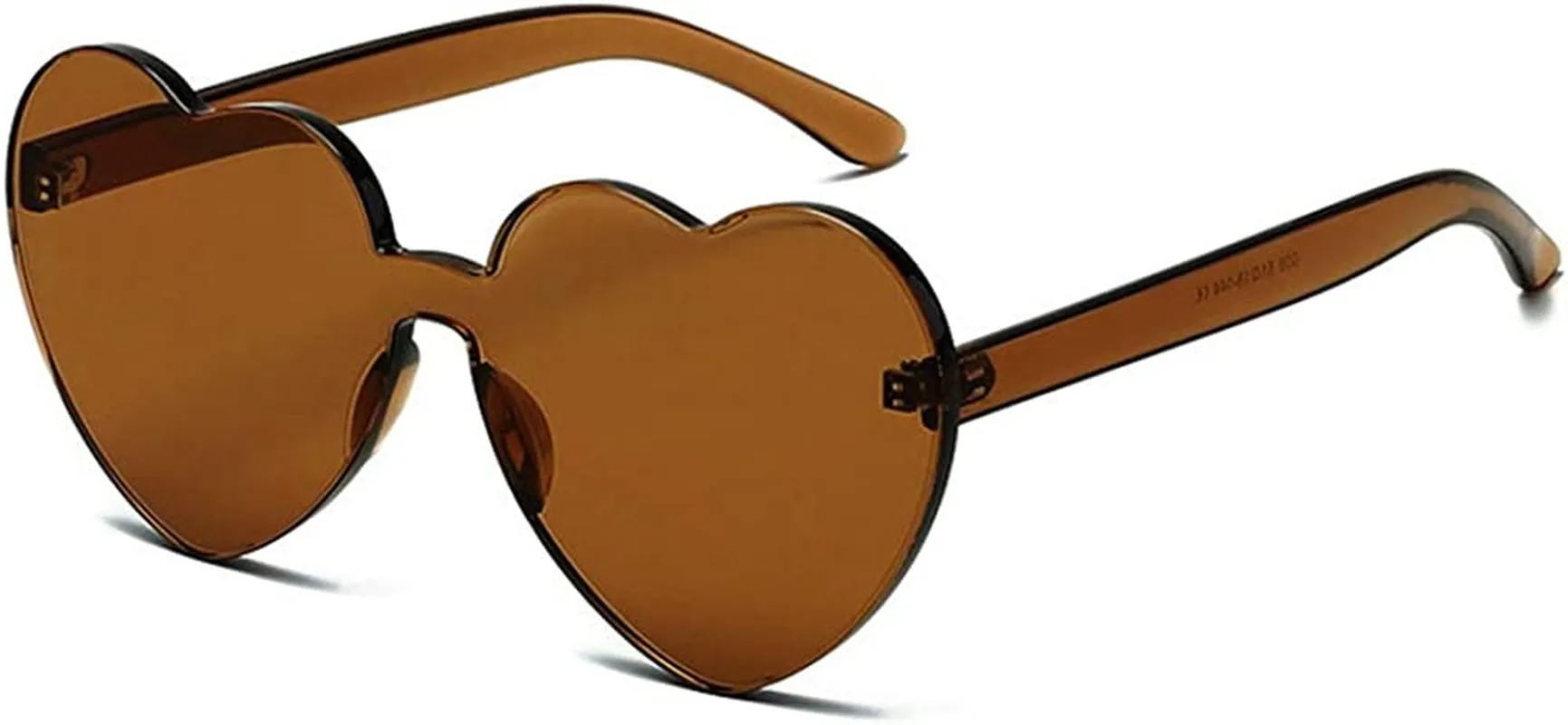 Heart Oversized Rimless Sunglasses One Piece Heart Shape Eyewear Colored Sunglasses for Women