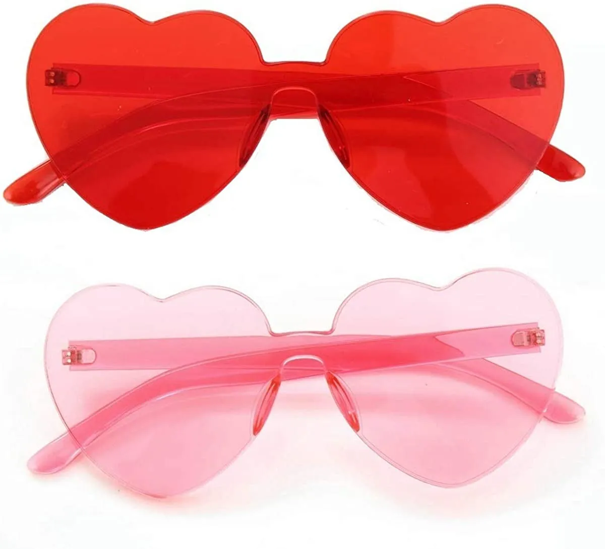 Heart Oversized Rimless Sunglasses One Piece Heart Shape Eyewear Colored Sunglasses for Women