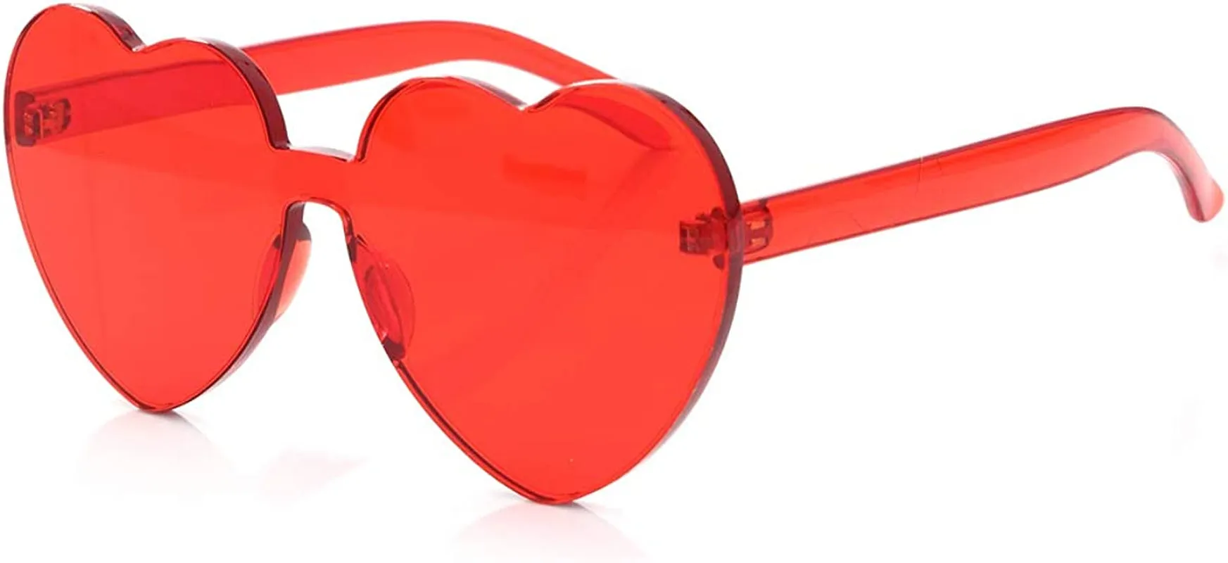 Heart Oversized Rimless Sunglasses One Piece Heart Shape Eyewear Colored Sunglasses for Women