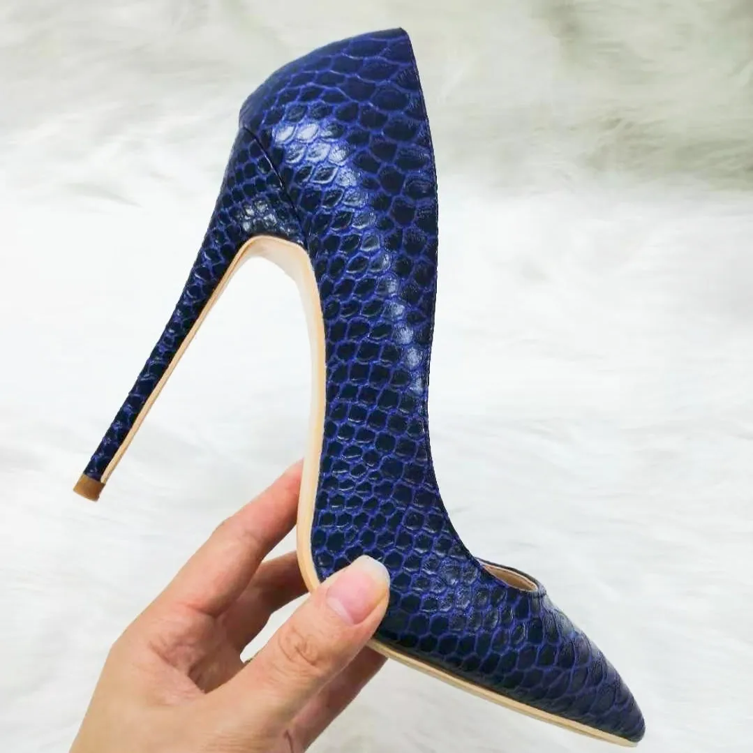 High-heels with Dark Blue Pattern Fashion Women Party Shoes