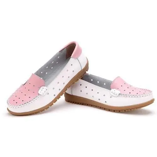 Hollow Out Soft Sole Casual Slip On Flat Loafers For Women