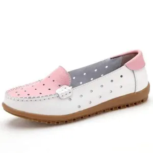 Hollow Out Soft Sole Casual Slip On Flat Loafers For Women