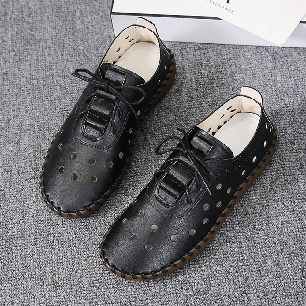 Hollow Shoes 35-43 Breathable Mesh Light Soft Leather Women Sandals