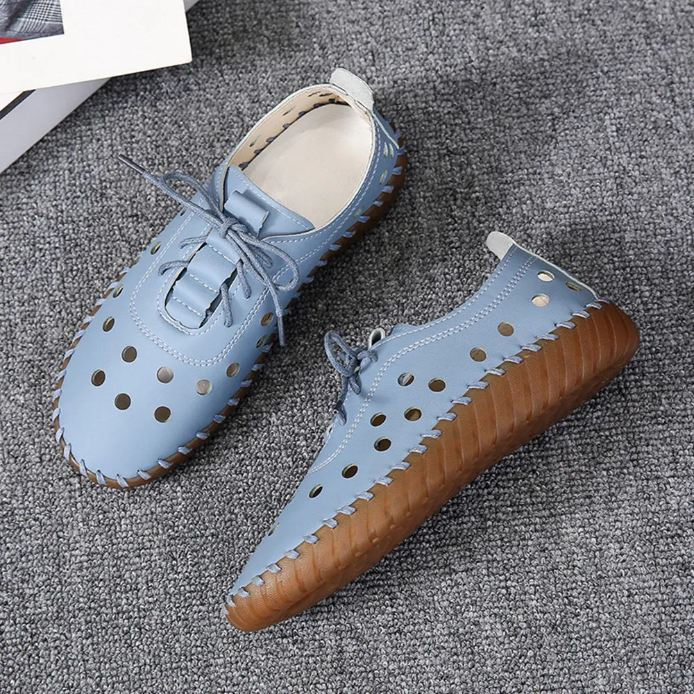 Hollow Shoes 35-43 Breathable Mesh Light Soft Leather Women Sandals