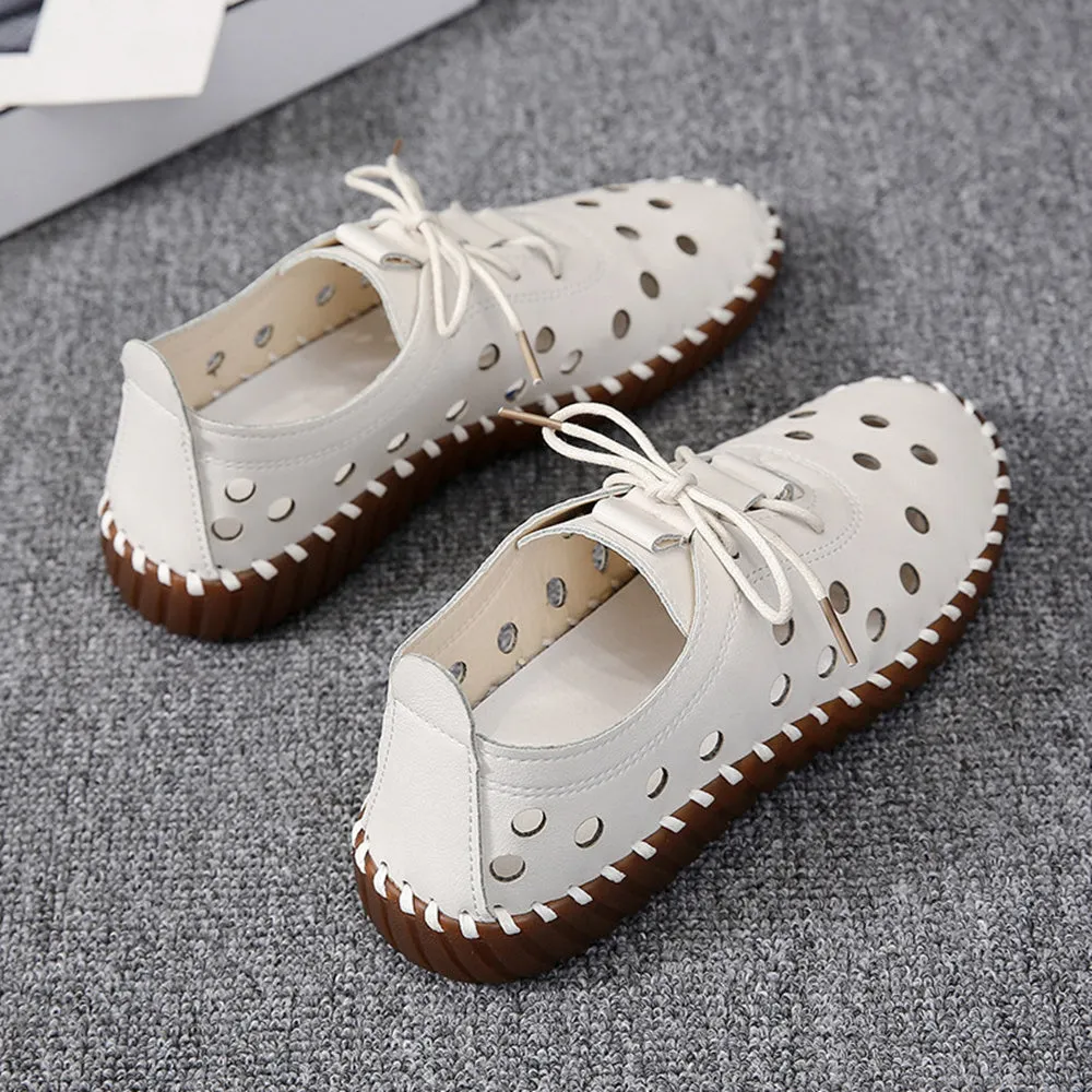 Hollow Shoes 35-43 Breathable Mesh Light Soft Leather Women Sandals