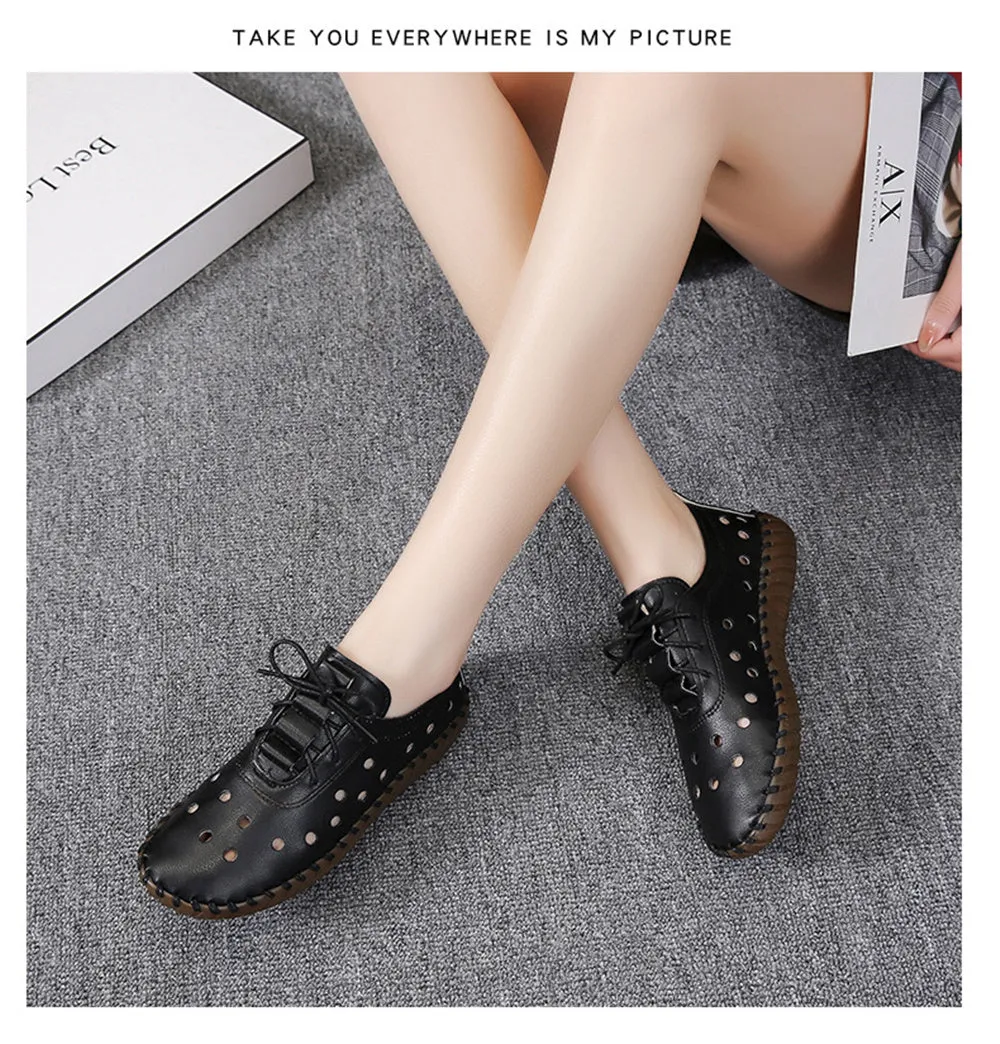 Hollow Shoes 35-43 Breathable Mesh Light Soft Leather Women Sandals