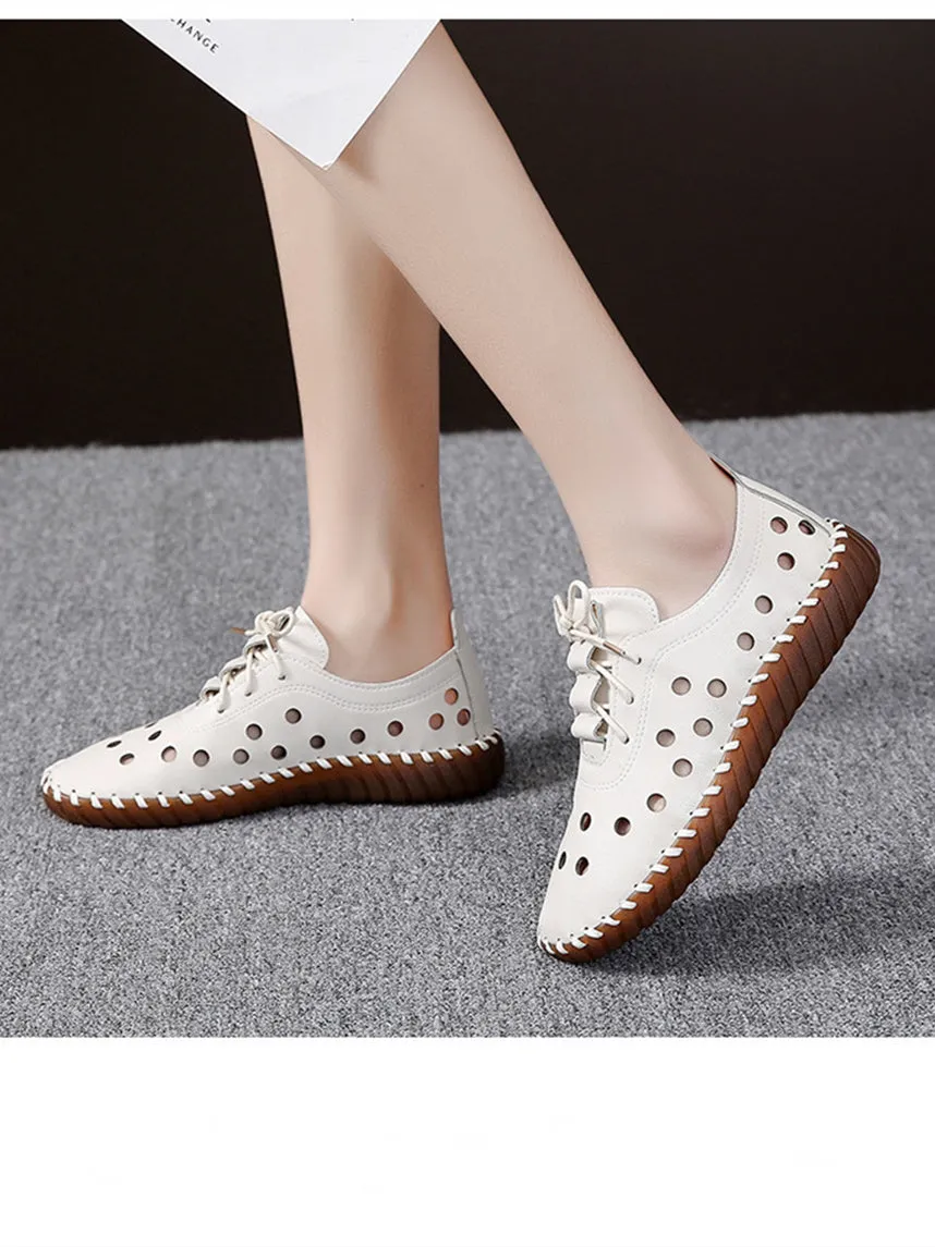 Hollow Shoes 35-43 Breathable Mesh Light Soft Leather Women Sandals