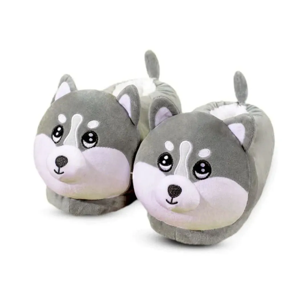 Husky Plush Shoes | Non-Slip Winter House Slippers (Universal Size)