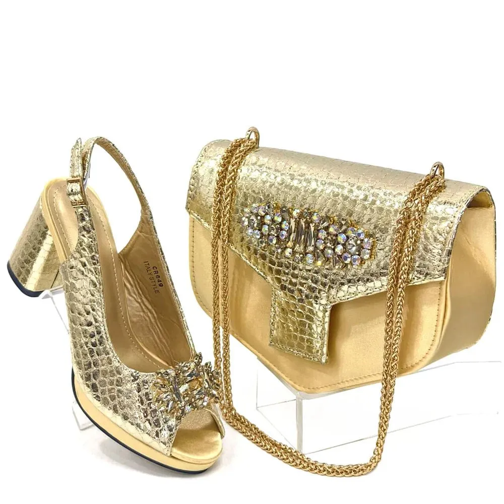 Italian Rhinestone Party Shoes & Bag – 2024 Italian Style