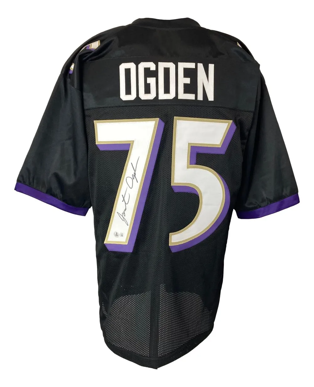 Johnathan Ogden Baltimore Signed Black Football Jersey BAS ITP