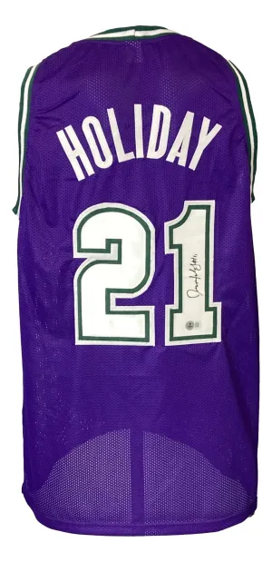 Jrue Holiday Milwaukee Signed Purple Basketball Jersey BAS