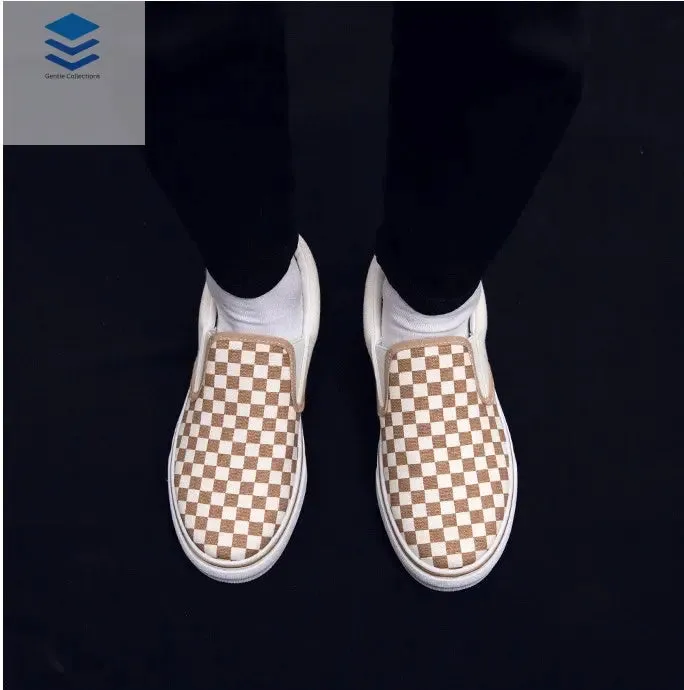 Korean version of casual wild students low to help men's shoes Harajuku ulzzang lattice one pedal men canvas shoes lazy