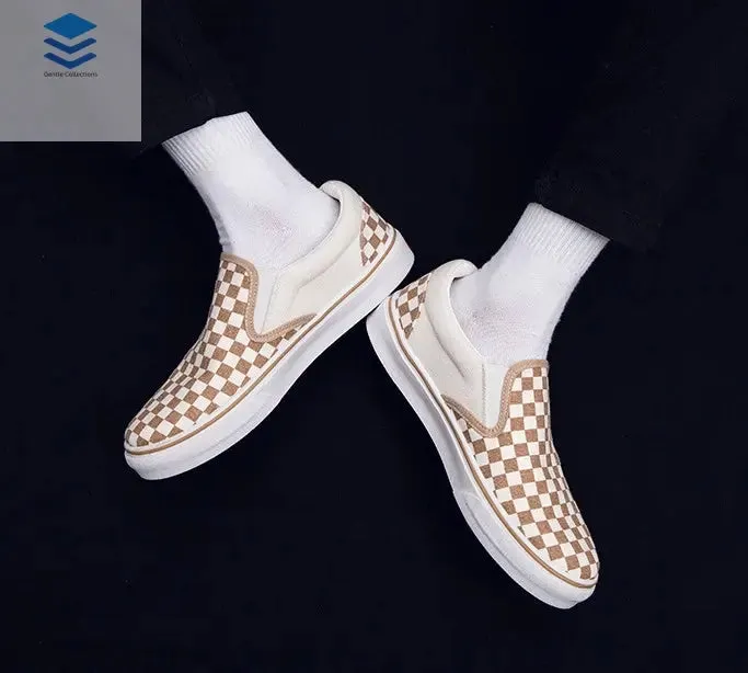 Korean version of casual wild students low to help men's shoes Harajuku ulzzang lattice one pedal men canvas shoes lazy